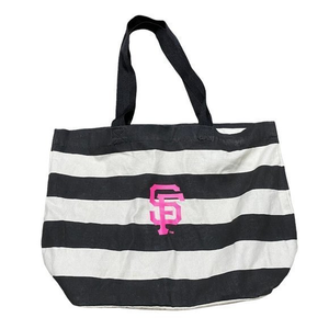San Francisco Giants MLB Genuine‎ Merchandise Striped Tote Bag Black Cream Pink
